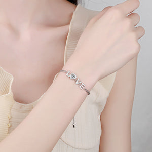 hesy® 0,5 ct Moissanit 925 Silber platiniertes verstellbares „Love“-Armband B4739