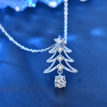 hesy®0,5 ct Moissanit 925 Silber platiniert &amp; Zirkon Halskette Weihnachtsbaum B4570