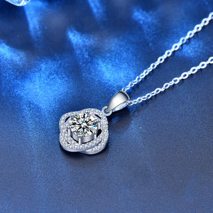 hesy®1ct Moissanit 925 Silber platiniert &amp; Zirkon Halskette in Rosenform B4597