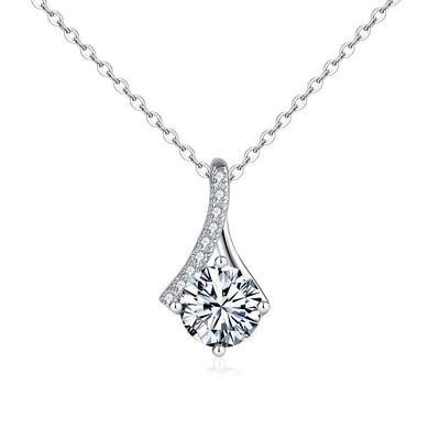hesy®1ct Moissanite 925 Silver Platinum Plated&Zirconia Classical Necklace B4608