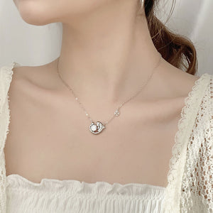 hesy®1ct Moissanite 925 Silver Platinum Plated&Zirconia Carp-Shape Necklace B4611