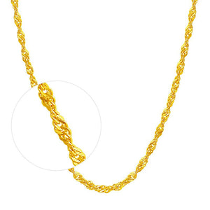 StarGems® Solid 18k Real Yellow/Rose/White Gold Water Ripple Chain Necklace for Women 40-45cm NX001