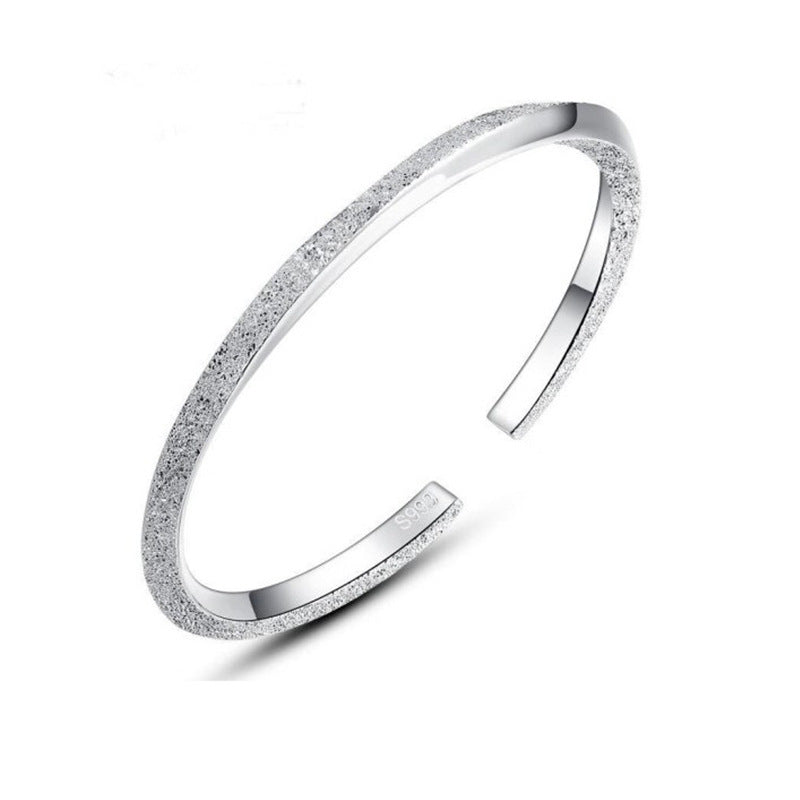 StarGems® Opening Mobius Sand Blasted Handmade 999 Sterling Silver Bangle Cuff Bracelet For Women Cb0000