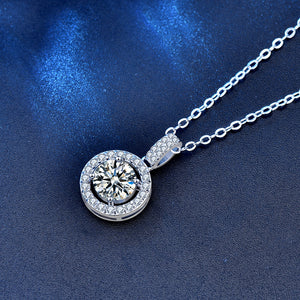 hesy®1ct Moissanit 925 Silber platinierte Zirkonia umgebene Halskette B4603