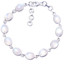 Natural Rainbow Moonstone 925 Sterling Silver Bracelet 6 3/4-8" Q2820