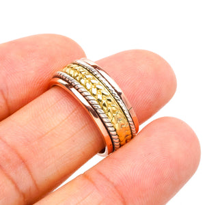StarGems Natural Spinning Two Tones Wheat Triple-LayerHandmade 925 Sterling Silver Ring A4591