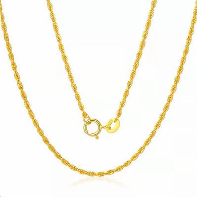 StarGems® Solid 18k Real Yellow Gold Hemp Rope Chain Necklace for Women 45cm ND006