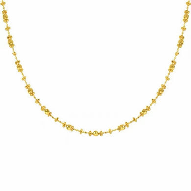 StarGems® Solid 18k Real Yellow Gold Flower&beads Chain Necklace for Women 45cm ND004